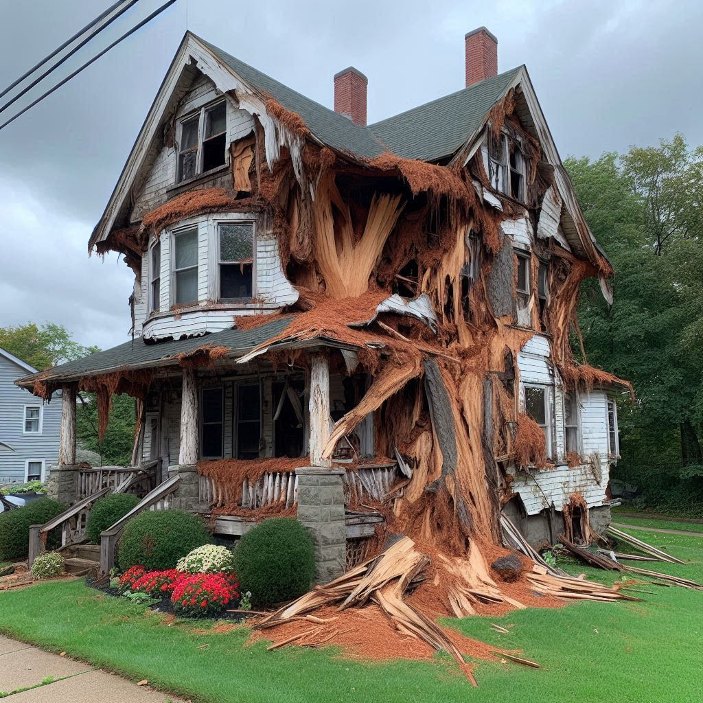 Signs Your Brookfield Home Needs a Tree Inspection Damaged tree on an Brookfield home showing signs of disease and decay
